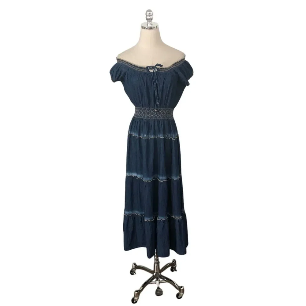princess polly baby blue dress Free People Blue Wind Willow Crepe Peasant Dress –